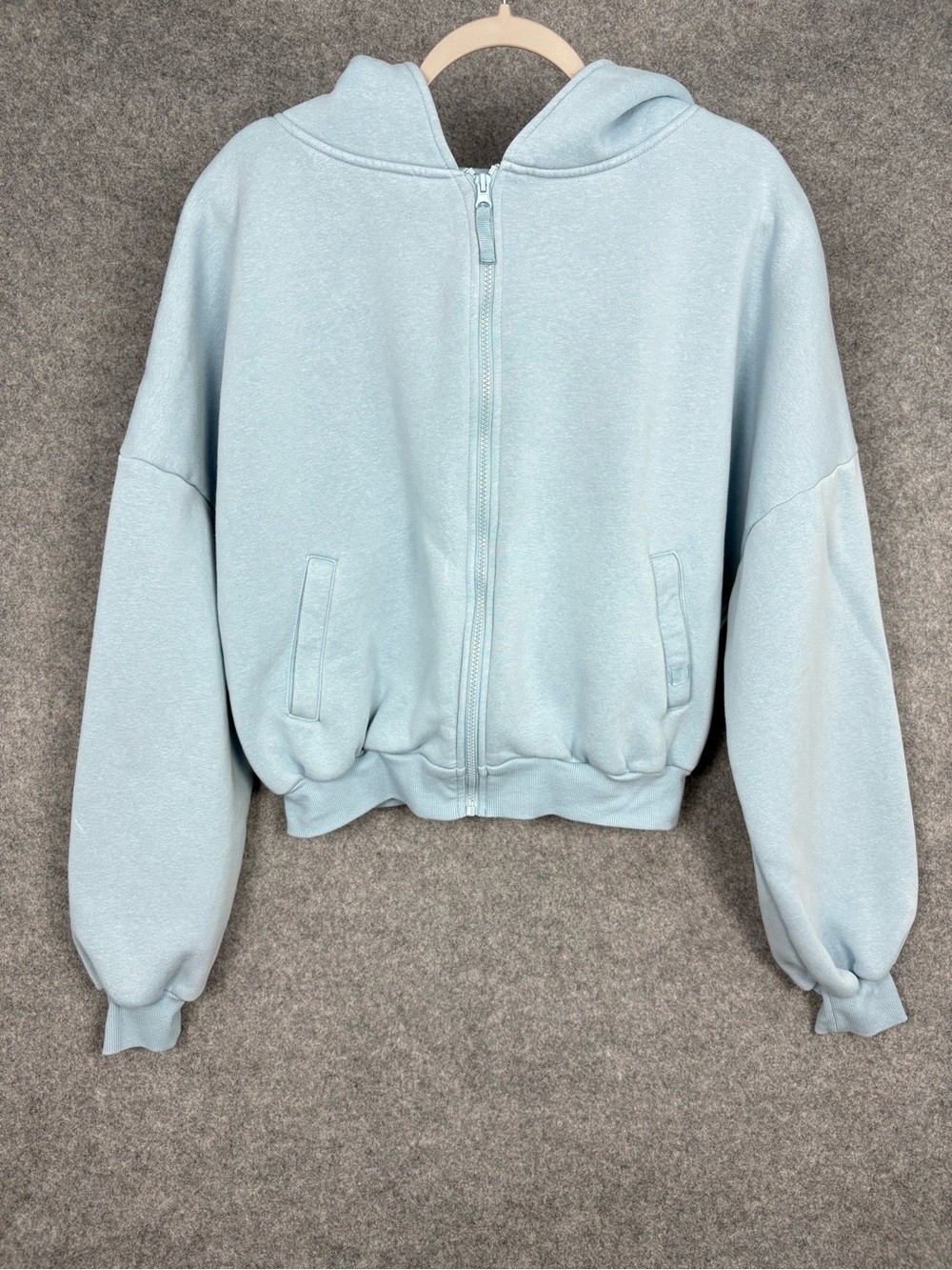 Logilates Baby Blue Cropped Zip Hoodie Fleece Small